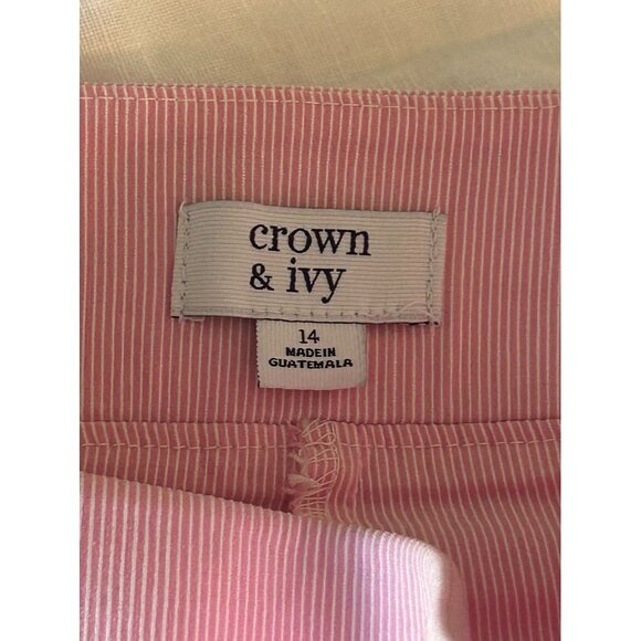 Crown & Ivy Women's Pink Striped Mini Skirt Size 14 - Picture 4 of 9